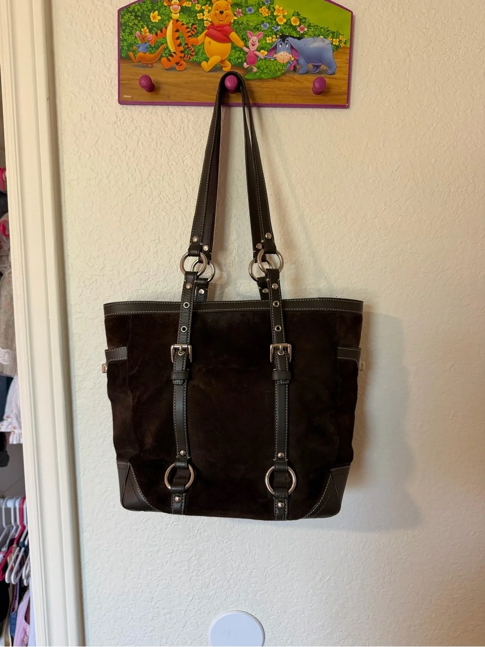 Coach Dark Brown Suede Leather Men's Messenger Tote